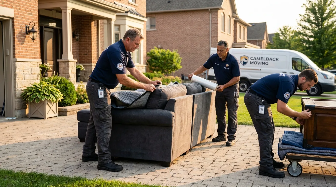 Large estate moving crew wrapping furniture in Westchester, IL
